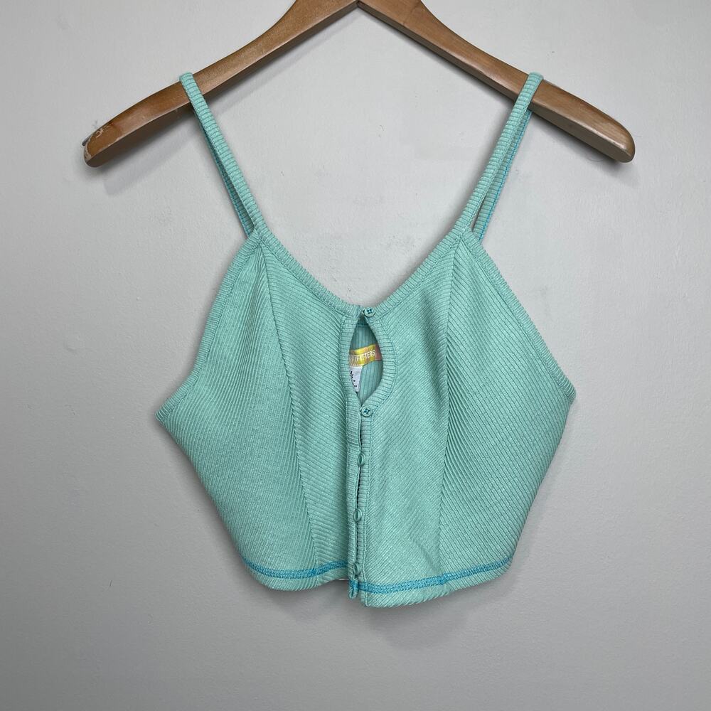 NWT URBAN OUTFITTERS Button Front Cropped Keyhole Tank Sz L